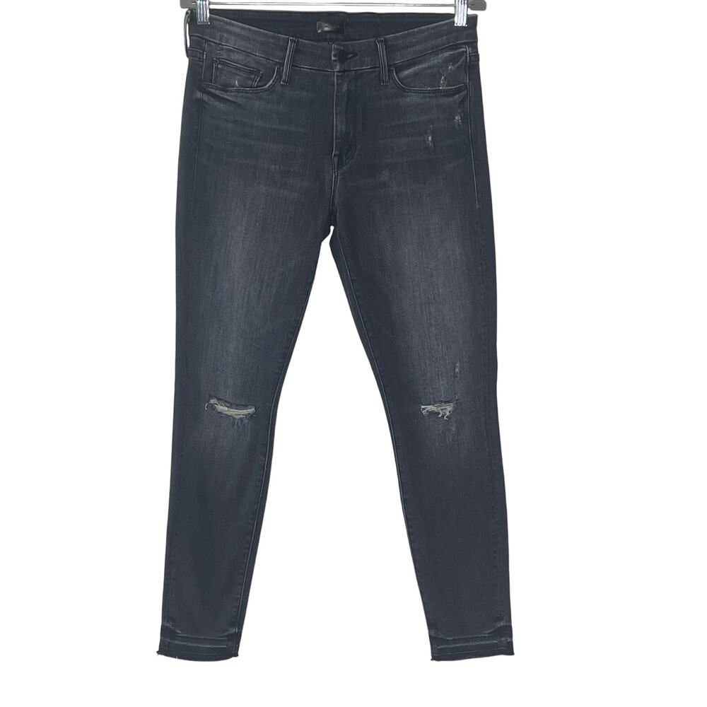 MOTHER  LOOKER ANKLE‎ FRAY SKINNY  BLACK  DISTRESS JEAN SIZE 30